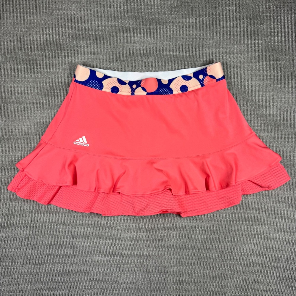 Adidas Girls Frill Tennis Skort Coral Pink Ruffle Aeroready 14-15Y/170